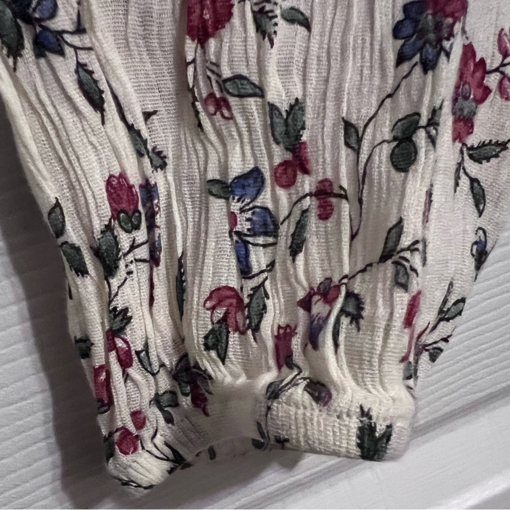 Chaps Multicolor Floral Bohemian Top Women Size Medium. - Picture 6 of 7